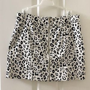 White Leopard Print Skirt